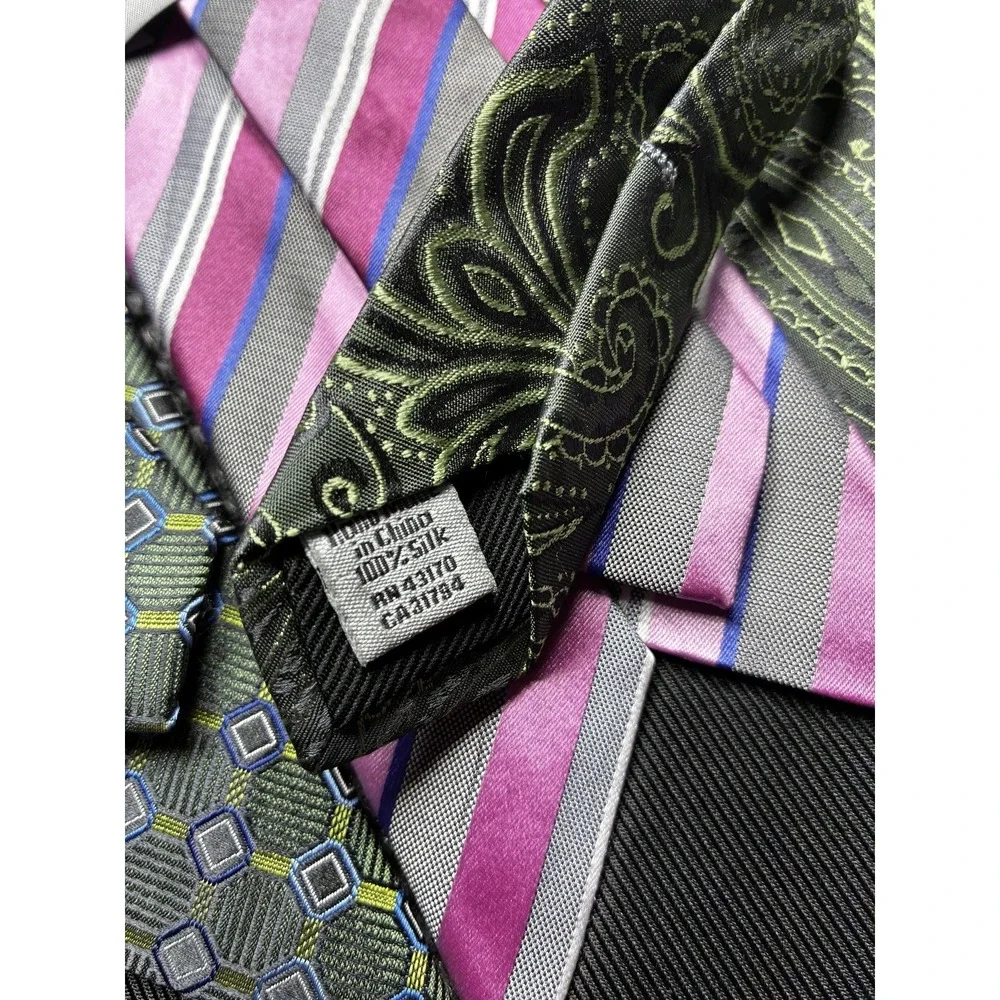 Geoffrey Beene 100% Silk Tie Mens One Size Multicolor Geometric Necktie Set Of 4